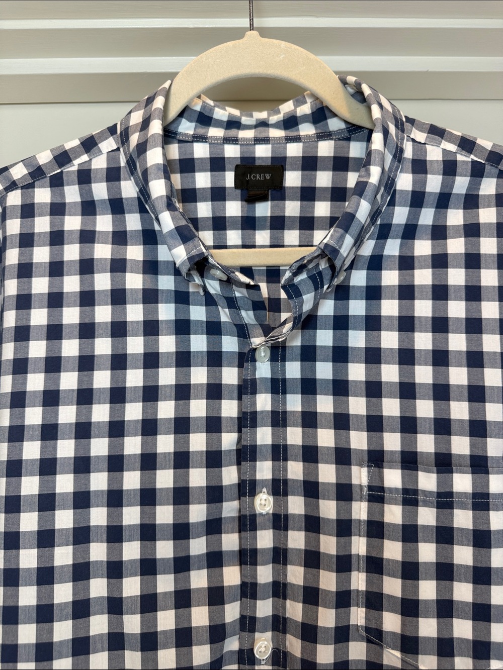 J. Crew Navy and White Gingham Button-Down Shirt Size XL